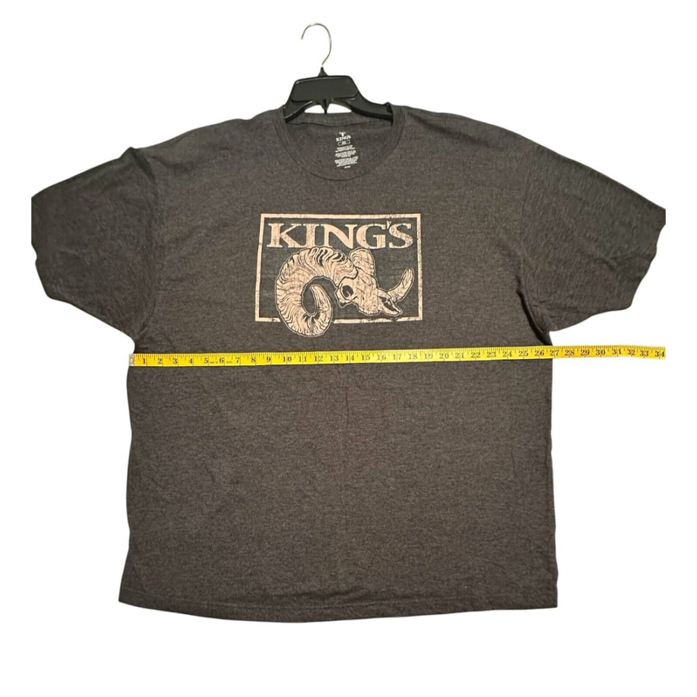 KINGS Mens T-Shirt Gray XXXL / 3X Mountain Goat Skull Horns Ram Short Sleeves - Picture 7 of 14